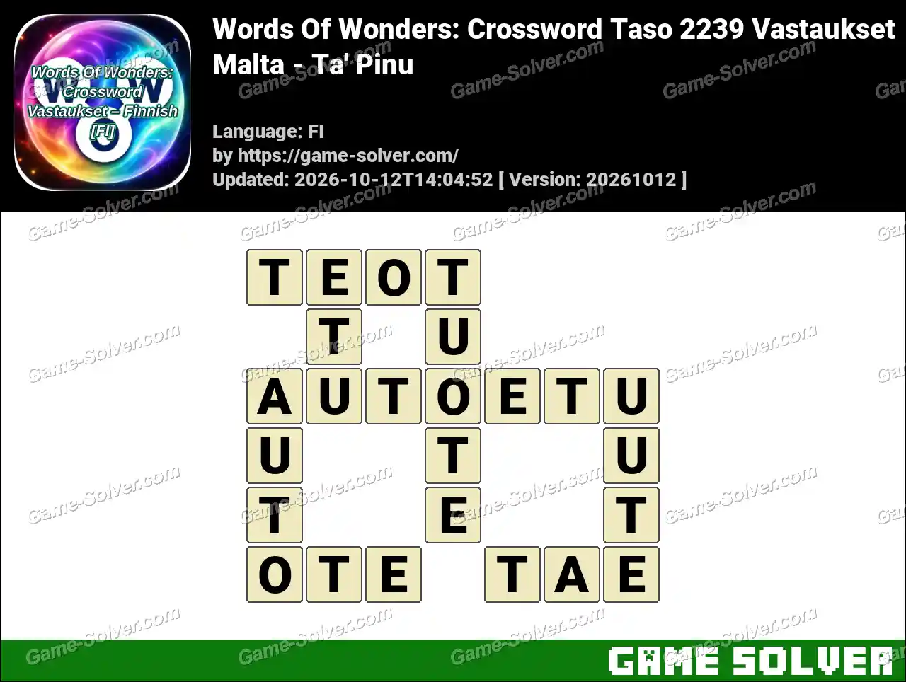 Words Of Wonders: Crossword Taso 2239 Vastaukset – Malta – Ta’ Pinu